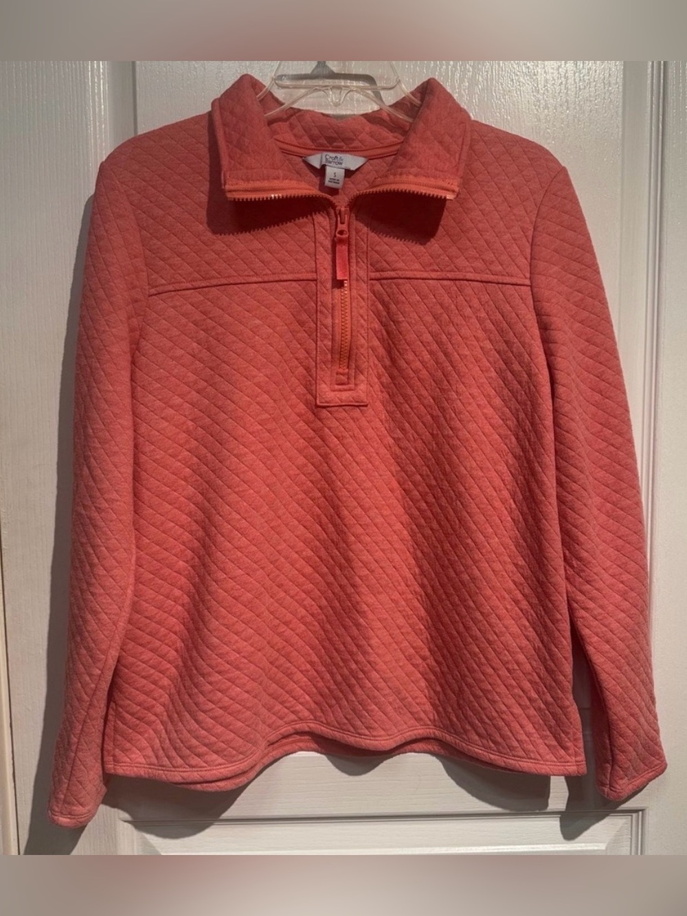 Coral 1/4 Zip Quilted Pullover Sweater